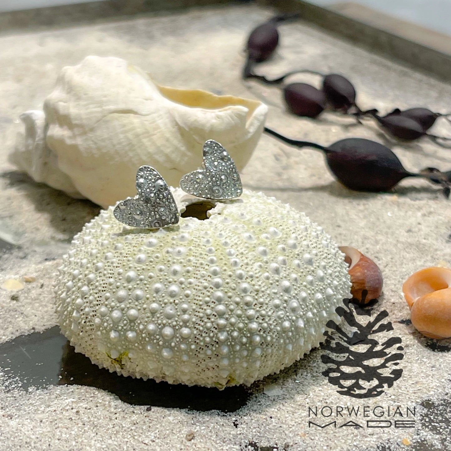 Lofoten Jewelry Silver Earrings "Sea Urchin Heart"